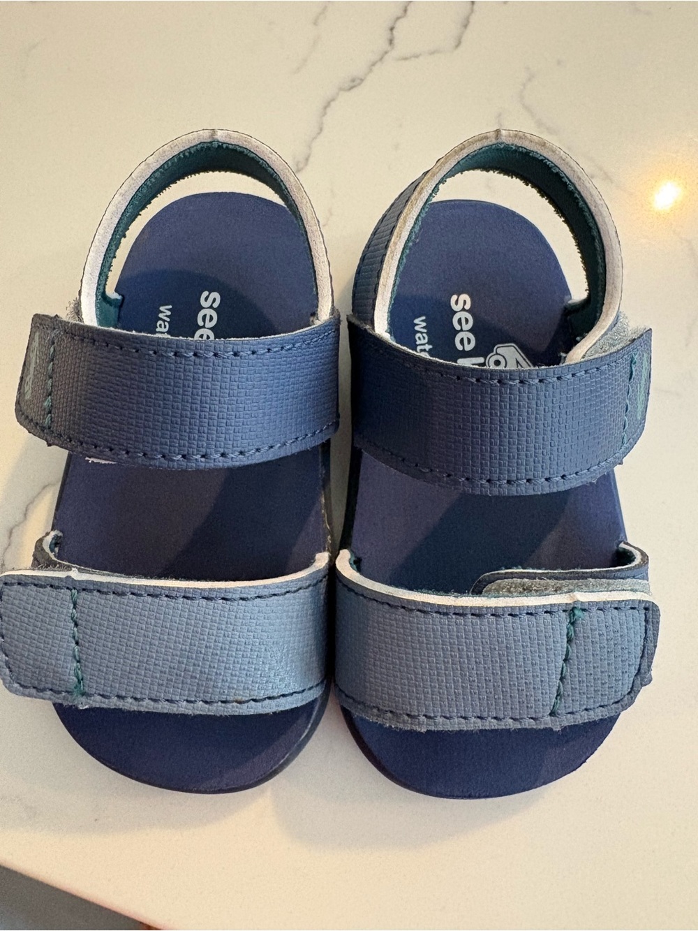 See Kai Run Navy and Light Blue Velcro Strap Sandals